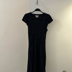 Ann Taylor Loft Black Flutter Sleeve Dress with belt size 14P